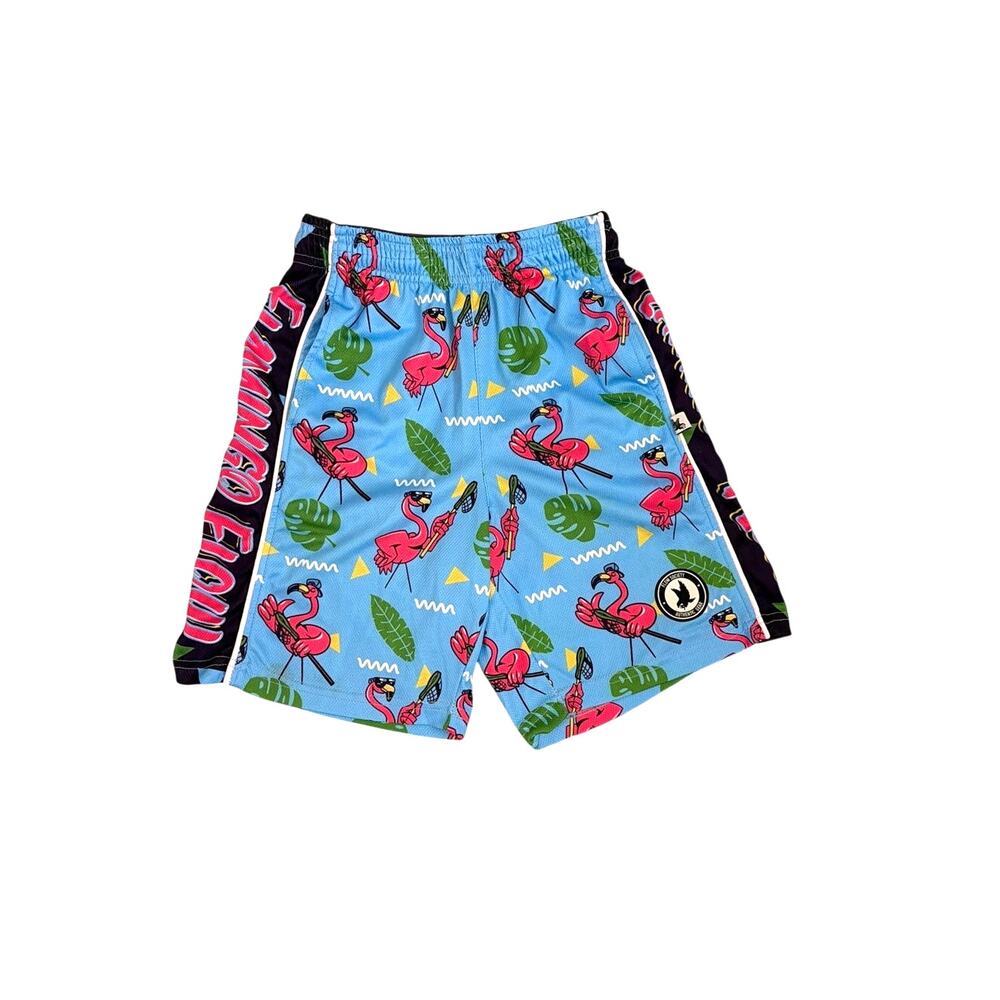 Flow Society Blue Drawstring Flamingo Flow Attack Athletic Shorts Youth Medium